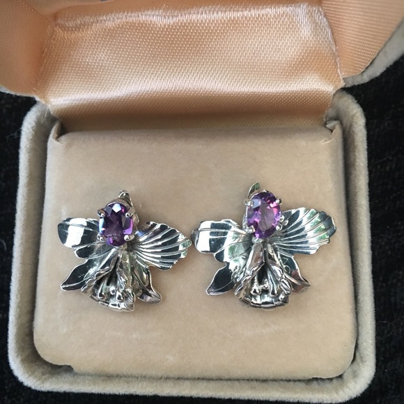 Sterling and Amethyst earrings from Maui - Picture 4 of 4